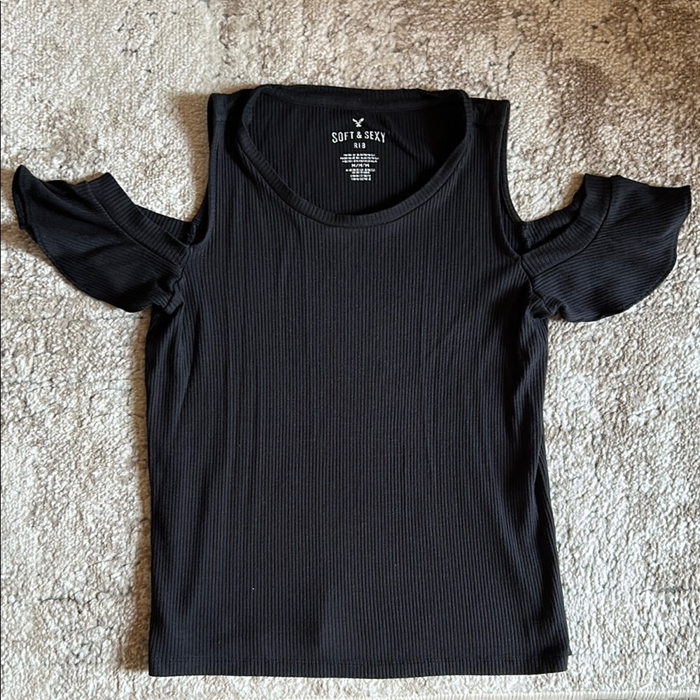 American Eagle Soft & Sexy Rib Cold Shoulder Top